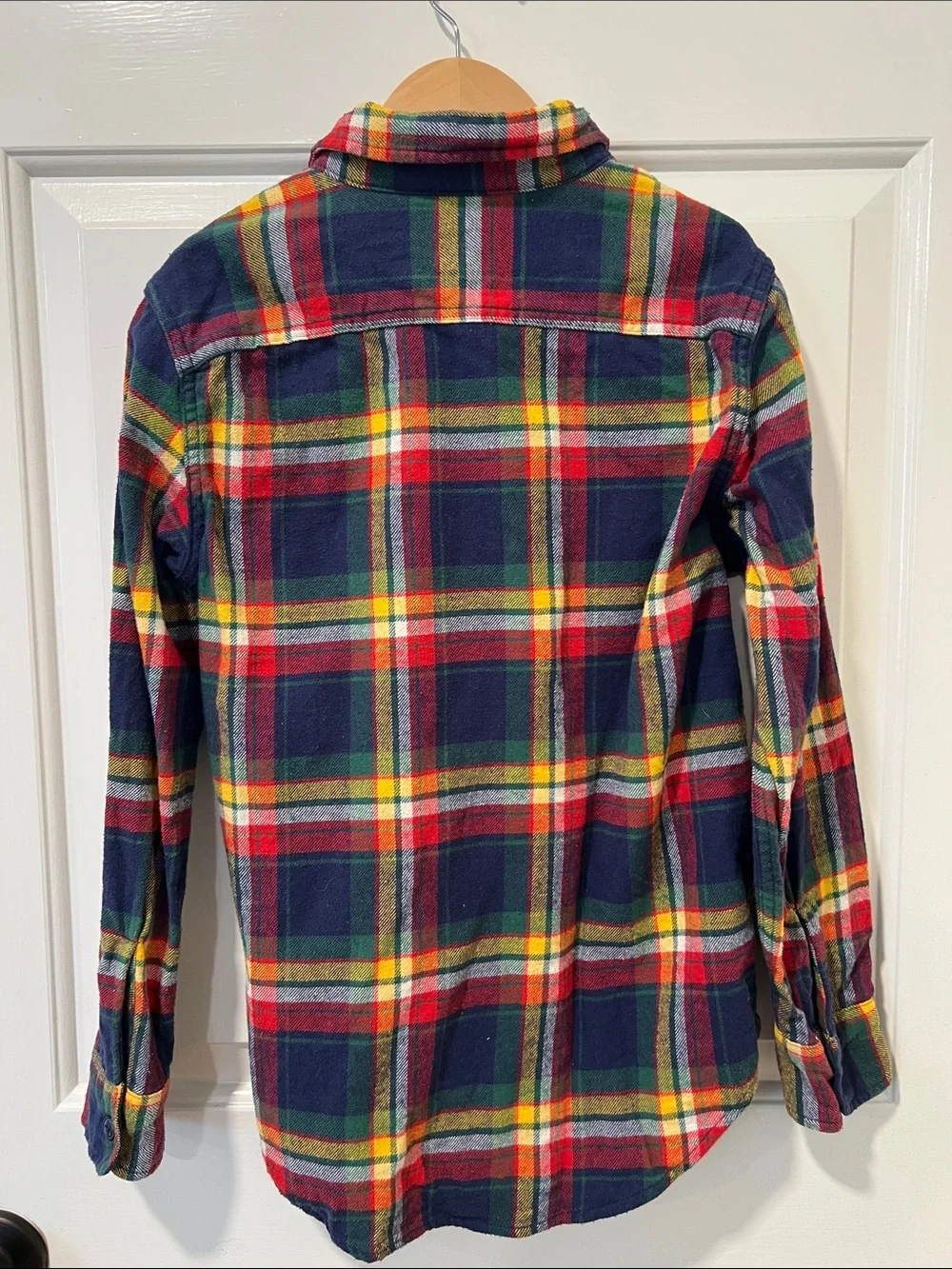 GAP Kids Multicolor Plaid Flannel Button-Down Shirt — Navy, Red, Green & Yellow